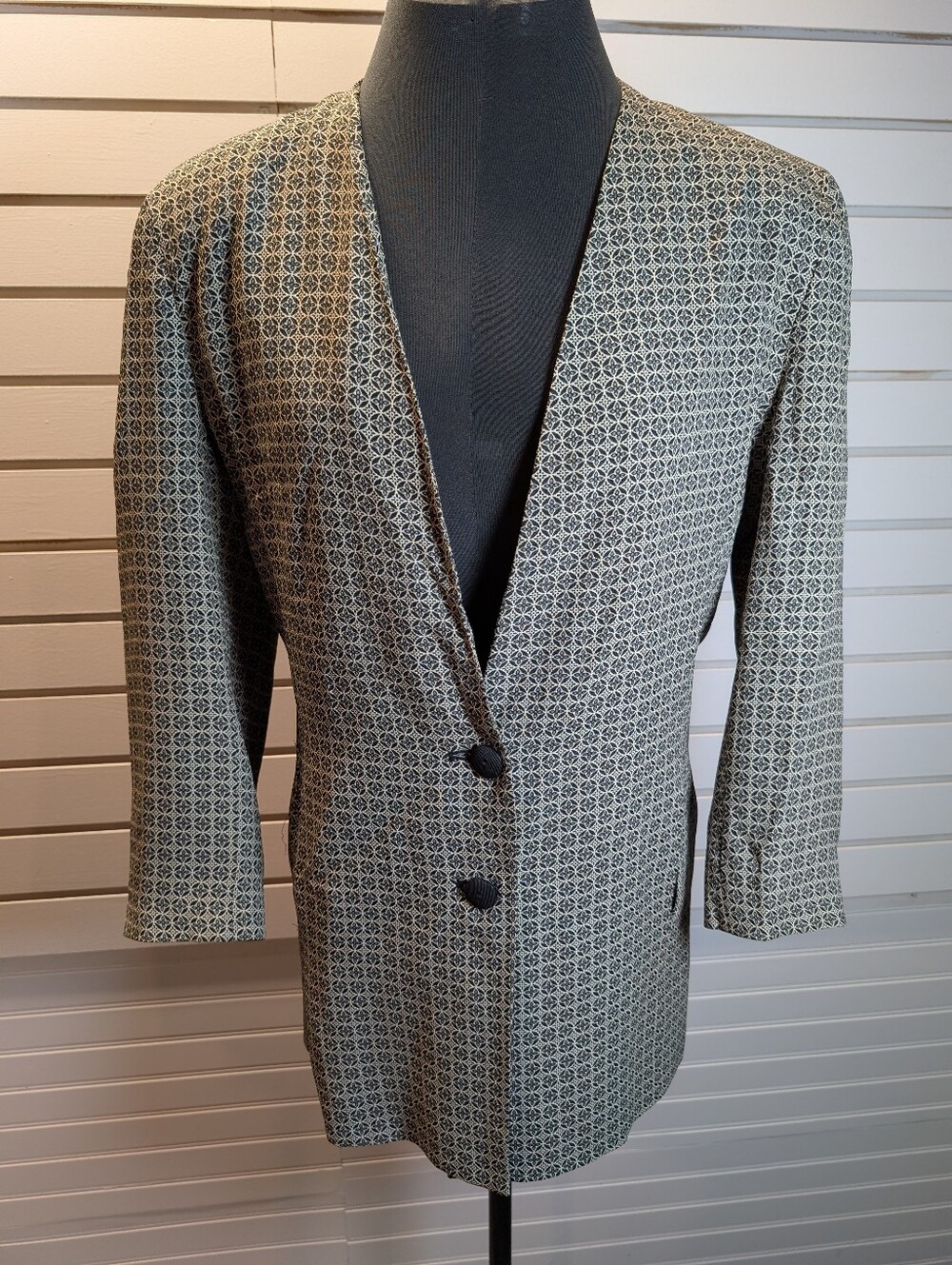 Vintage Pendleton 1980's  Black/Tan Geometric Single-Breasted Blazer Size 8 EUC